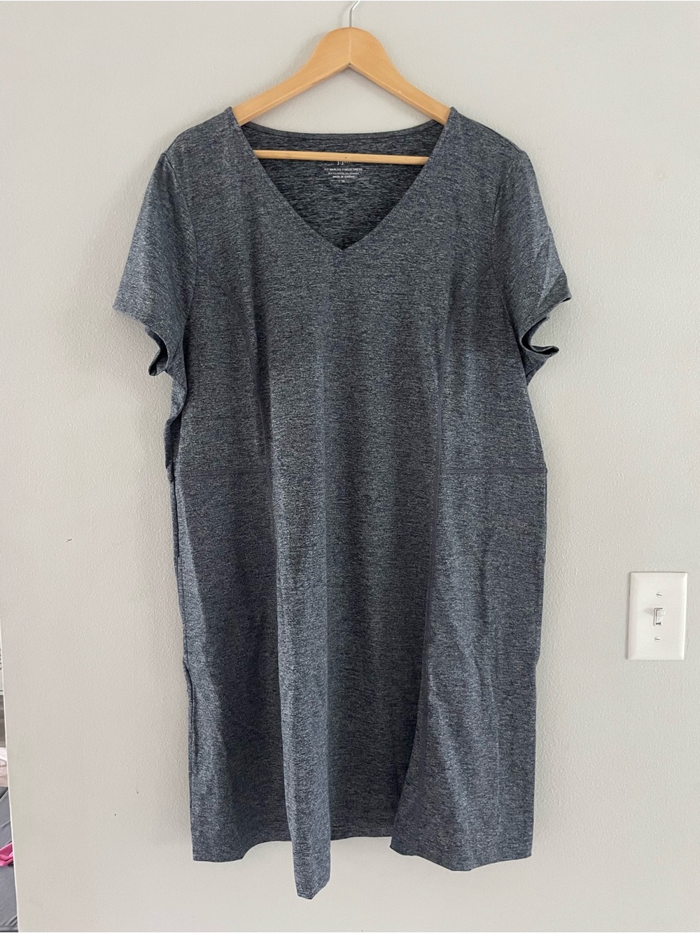 J. Jill Gray Fit Marled V-Neck Mini Shirt Dress